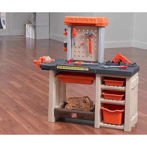 0803516355592 - THE HOME DEPOT HANDYMAN WORKBENCH ALLOWS BOYS AND GIRLS TO LEARN AND DEVELOP MOTOR SKILLS AS THEY USE THEIR TOOL WORKSHOP TO PRETEND TO FIX UP THE HOUSE. THIS HANDY WORK PLAYSET FEATURES A TOY DRILL, SAW AND HAMMER FOR YOUR CHILDREN TO PLAY SHOP.