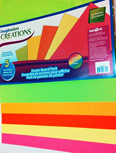 0803516473999 - NEON POSTER BOARD 14 X 22 ASSORTED COLORS, 5 SHEETS BY IMAGINARIUM CREATIONS