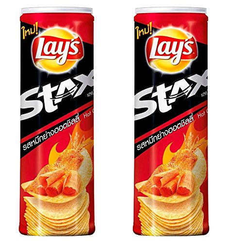 0803804784387 - LAYS STAX HOT CHILLI SQUID POTATO CHIPS (PACK OF 2 X 3.52 OZ. / 100 G.) SHIP WITH TRACKING NUMBER