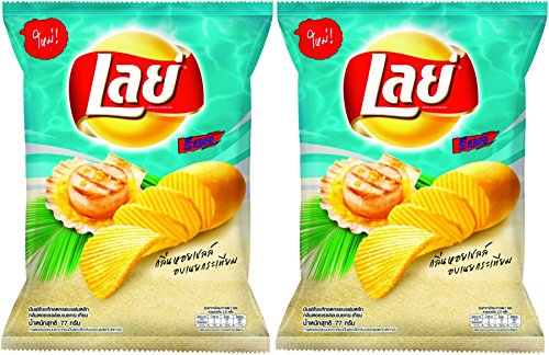 0803805465353 - LAYS ROCK SCALLOPS WITH GARLIC BUTTER FLAVORED POTATO CHIPS (PACK OF 2 X 2.71 OZ. / 77 G.) SHIP WITH TRACKING NUMBER