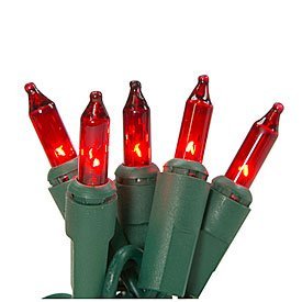 0803993606095 - GE 150 RED MINIATURE STRING-A-LONG LIGHTS WITH GREEN WIRE