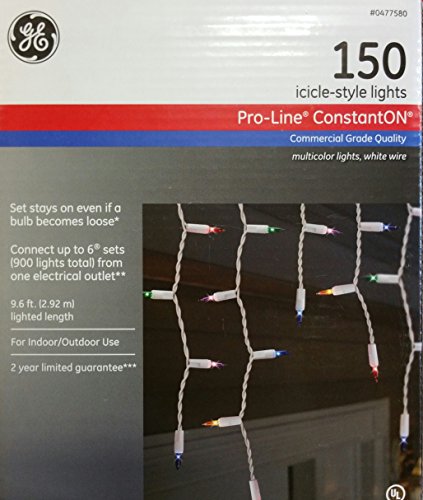 0803993806150 - GE PRO-LINE 150-COUNT INDOOR/OUTDOOR CONSTANT MULTICOLOR INCANDESCENT MINI CHRISTMAS ICICLE LIGHTS