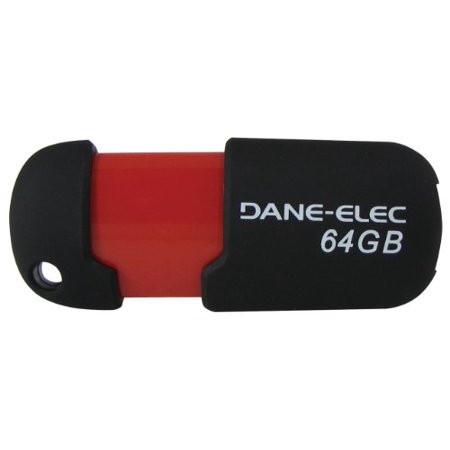0804272741216 - DANE ELECTRONICS DANE 64 GB USB FLASH DRIVES, BLACK/RED (DA-Z64GCAN6-R)