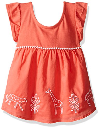 0804410166345 - GYMBOREE TODDLER BABY GIRLS' SHORT SLEEVE TOP WITH EMBROIDERED ANIMALS, SUGAR CORAL, 3T