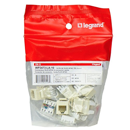 0804428025481 - ON-Q/LEGRAND WP3473LA10 CONTRACTOR QUICK CONNECT RJ25 6-POSITION 6-CONDUCTOR TELEPHONE KEYSTONE INSERT (PACK OF 10), LIGHT ALMOND