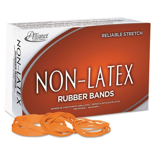 0804993335183 - ALLIANCE NON-LATEX RUBBER BANDS - SIZE #54 (ASSORTED SIZES) - PROTECT USERS FROM LATEX ALLERGY REACTIONS - BRIGHT ORANGE, 1 POUND BOX