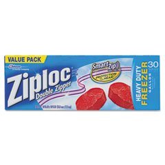 0804993416059 - ZIPLOC® DOUBLE ZIPPER FREEZER BAGS, PLASTIC, 1 GAL, 2.7 MIL, CLEAR, 30/BOX