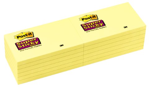 0804993532919 - POST-IT SUPER STICKY NOTES, 3 X 5-INCHES, CANARY YELLOW, 12-PADS/PACK