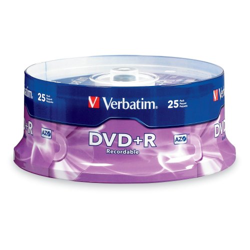 0804993693436 - VERBATIM 4.7 GB UP TO 16X BRANDED RECORDABLE DISC DVD+R 25-DISC SPINDLE 95033
