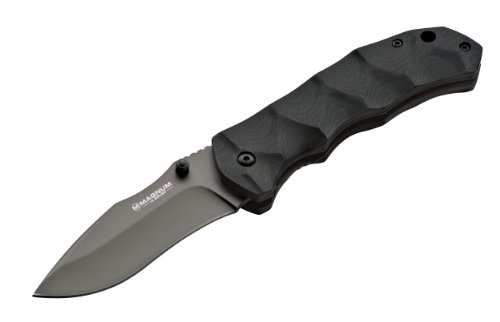 0805100152624 - BOKER MAGNUM 01GL109 RECURVE FLASH FOLDING KNIFE WITH 3 1/4 IN. 440C STAINLESS STEEL BLADE, BLACK