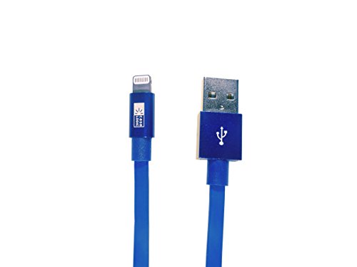 0805112010110 - CASE LOGIC 3.5' FLAT TANGLE-FREE MFI LIGHTNING CABLE WITH METALLIC TIP - BLUE