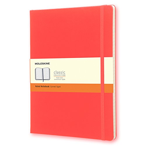 8051272892659 - MOLESKINE CLASSIC NOTEBOOK, EXTRA LARGE, RULED, GERANIUM RED, HARD COVER (7.5 X 10)