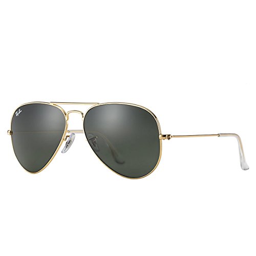 0805289090212 - RAY-BAN RB3025 AVIATOR LARGE METAL SUNGLASSES,NON-POLARIZED, GOLD FRAME/CRYSTAL GREEN G-15XLT LENS,62 MM