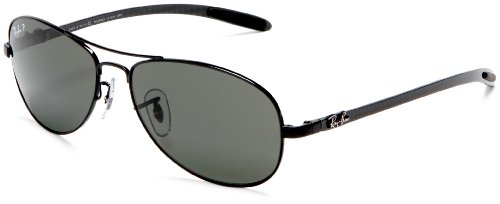 0805289316411 - RAY-BAN RB8301 TECH SUNGLASSES 56 MM, NON-POLARIZED, BLACK AND CARBON FIBER/GREEN
