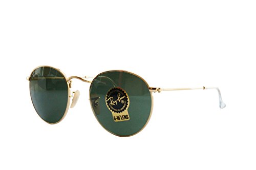 0805289439899 - RAY-BAN ORB3447 001 ROUND SUNGLASSES,GOLD FRAME/GREEN LENS,50 MM