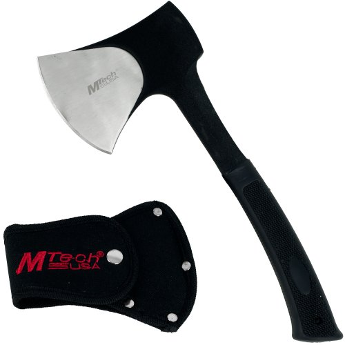0805319043522 - MTECH USA CAMPING AXE, TWO-TONE BLADE, BLACK RUBBERIZED HANDLE, 11-INCH OVERALL