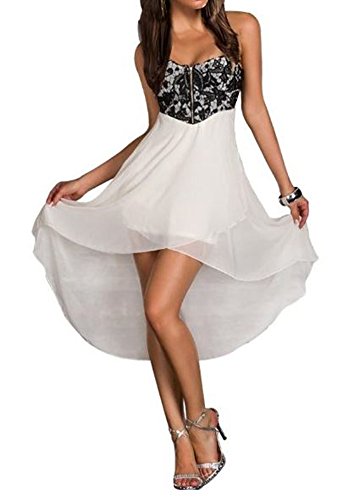 0805731106249 - MADE2ENVY CHARMING CHIFFON SKIRT, SEQUINED OR LACE TOP ASY (L, WHITE) 7612-L