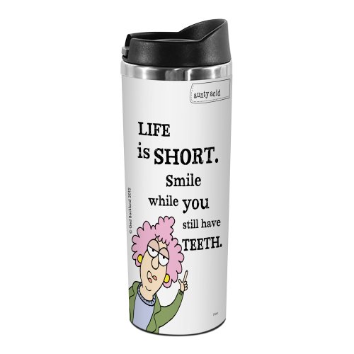 0805866017571 - TREE-FREE GREETINGS TT01757 AUNTY ACID 18-8 DOUBLE WALL STAINLESS ARTFUL TUMBLER, 14-OUNCE, LIFE IS SHORT