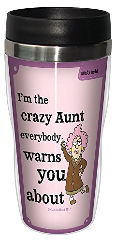 0805866237634 - TREE-FREE GREETINGS SG23763 HILARIOUS AUNTY ACID CRAZY AUNT BY THE BACKLAND STUDIO LTD. 16 OZ SIP 'N GO STAINLESS STEEL LINED TUMBLER