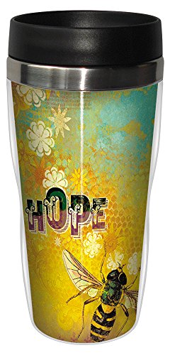 0805866255508 - TREE-FREE GREETINGS 25550 ANGI AND SILAS BEE HOPE SIP 'N GO STAINLESS LINED TRAVEL MUG, 16-OUNCE