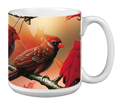 0805866295085 - TREE-FREE GREETINGS EXTRA LARGE 20-OUNCE CERAMIC COFFEE MUG, SEASONS CHANGE THEMED BIRDS ART (XM29508)