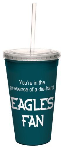 0805866341317 - TREE-FREE GREETINGS CC34131 EAGLES FOOTBALL FAN ARTFUL TRAVELER DOUBLE-WALLED COOL CUP WITH REUSABLE STRAW, 16-OUNCE