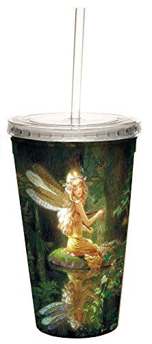 0805866354973 - TREE-FREE GREETINGS 35497 KINUKO Y. CRAFT FAERY REFLECTION DOUBLE-WALLED COOL CUP WITH REUSABLE STRAW, 16-OUNCE