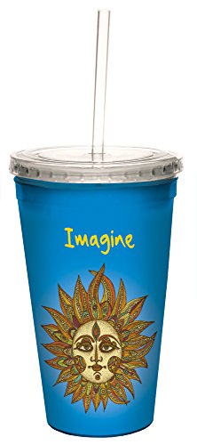 0805866355437 - TREE-FREE GREETINGS 35543 VALENTINA RAMOS IMAGINE SUN DOUBLE-WALLED COOL CUP WITH REUSABLE STRAW, 16-OUNCE