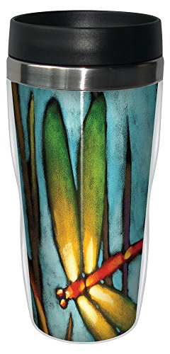 0805866770186 - TREE-FREE GREETINGS 77018 BEAUTIFUL DRAGONFLY COLLECTIBLE ART SIP 'N GO TRAVEL TUMBLER, 16-OUNCE, STAINLESS STEEL, MULTICOLORED