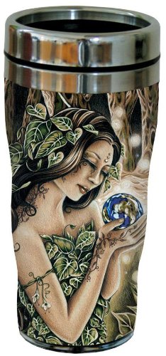 0805866770421 - TREE-FREE GREETINGS 77042 THE GREEN FAIRIE COLLECTIBLE ART SIP 'N GO TRAVEL TUMBLER, 16-OUNCE, STAINLESS STEEL, MULTICOLORED