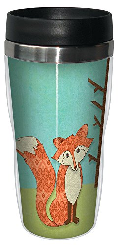0805866781359 - TREE-FREE GREETINGS 78135 PAUL BRENT WHIMSICAL FOX SIP 'N GO STAINLESS LINED TRAVEL MUG, 16-OUNCE