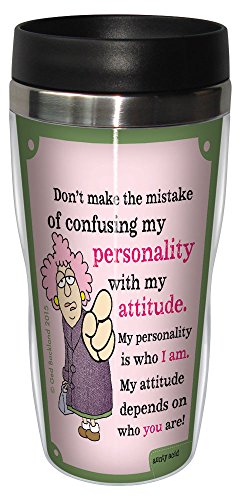 0805866784015 - TREE-FREE GREETINGS 16-OUNCE SIP 'N GO STAINLESS LINED TRAVEL MUG, AUNTY ACID PERSONALITY VS. ATTITUDE (SG78401)