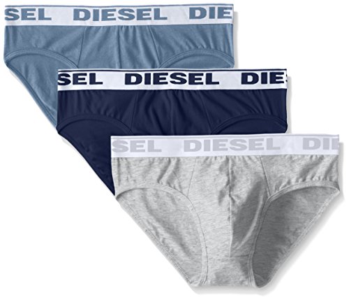 8059966940761 - DIESEL MEN'S 3-PACK ANDRE COTTON STRETCH BRIEF, NAVY/BLUE/GREY, LARGE