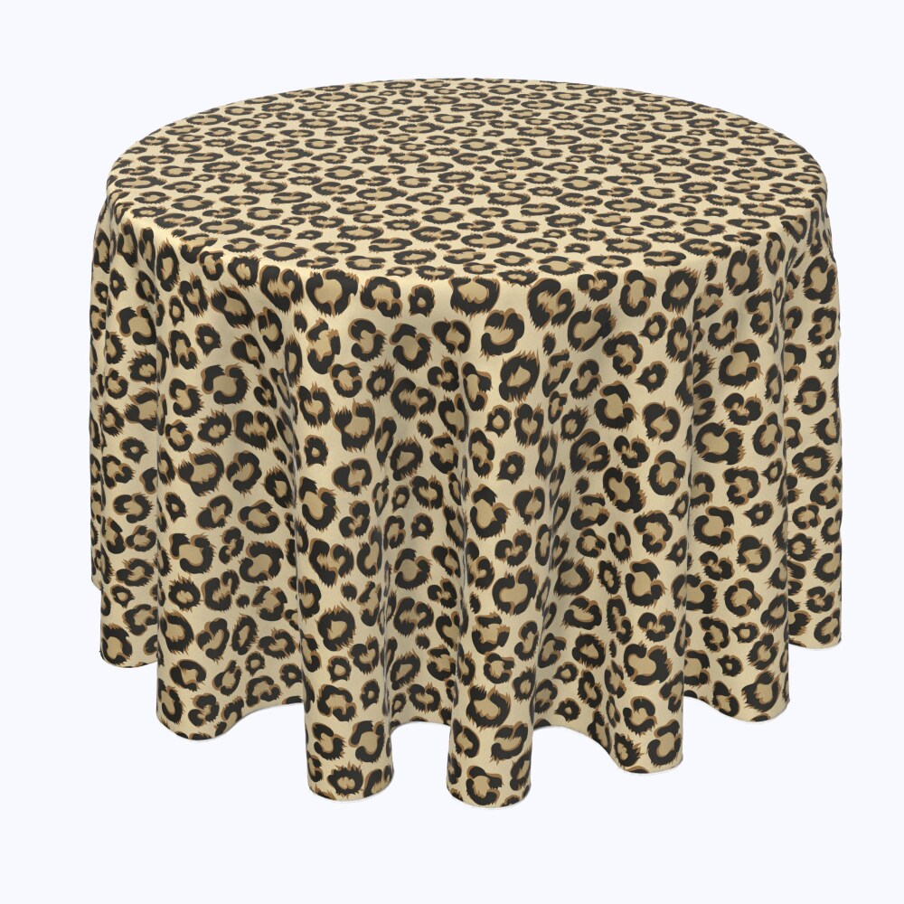 0080610278303 - ROUND TABLECLOTH, 100% POLYESTER, 102 ROUND, LEOPARD FUR