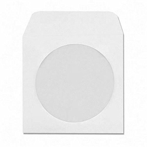 0806473020480 - 100 PACK WHITE CD/DVD PAPER SLEEVES WITH WINDOW AND FLAP