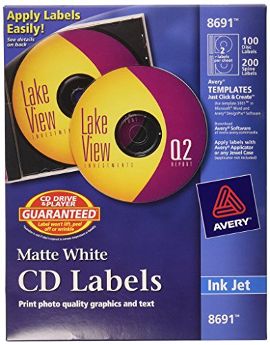 0806791888373 - AVERY CD LABELS - 100 DISC LABELS & 200 SPINE LABELS