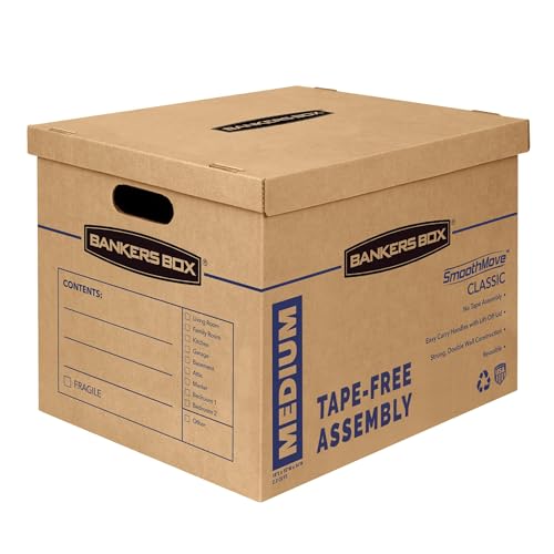 0806791974069 - BANKERS BOX SMOOTHMOVE CLASSIC MOVING BOXES, MEDIUM, 8 PACK