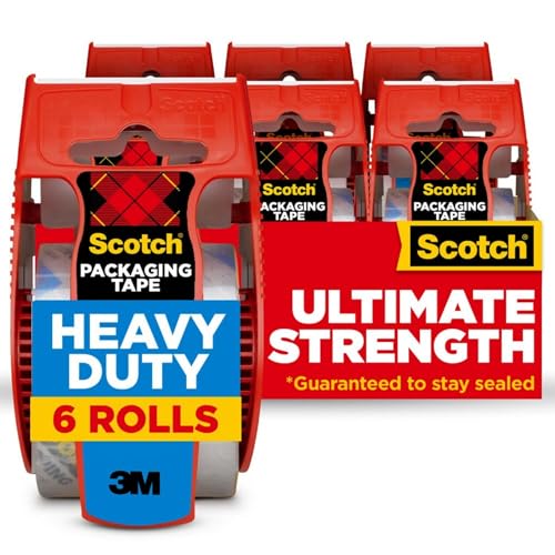 0806792067371 - SCOTCH HEAVY DUTY SHIPPING PACKAGING TAPE, 1.88 INCHES X 800 INCHES, 6 ROLLS WITH DISPENSER (142-6)