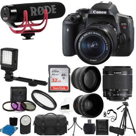 0806802603025 - CANON EOS REBEL T6I DSLR CMOS DIGITAL SLR CAMERA WITH EF-S 18-55MM F/3.5-5.6 IS STM LENS + RODE VIDEO GO MICROPHONE + 2X PROFESSIONAL LENS + WIDE ANGLE LENS + UV KIT + 32GB DELUXE ACCESSORY BUNDLE