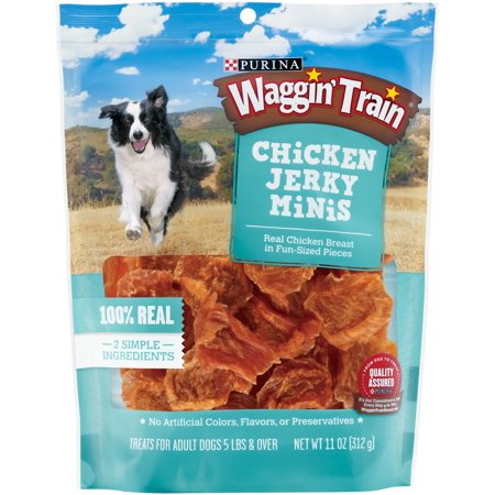 0807020170740 - WAGGIN' TRAIN CHICKEN JERKY MINI DOG TREATS, 11-OUNCE POUCH, PACK OF 1
