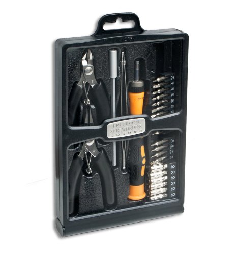 0807030505297 - SYBA 32 PIECE HOBBY TOOL KIT HOUSED IN A BLACK SLIM HANDSOME FOLD-OUT CASE (SY-ACC65049)