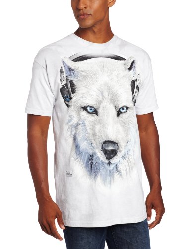0807158136960 - WHITE WOLF DJ TSHIRT - THE MOUNTAIN CORP. - ADULT & YOUTH SIZED T-SHIRTS (X-LARGE)