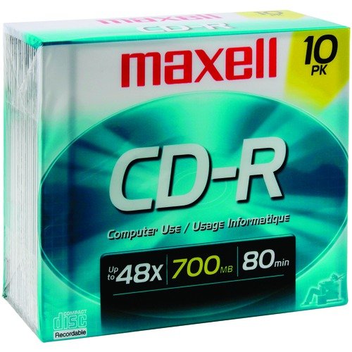 0807320253761 - MAXELL MAX648210 CD RECORDABLE MEDIA, CD-R, 40X, 700 MB, 10 PACK SLIM JEWEL CASE