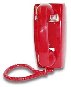 0807320380573 - VIKING ELECTRONICS VK-K-1500P-W RED NO DIAL WALL PHONE WITH RINGER