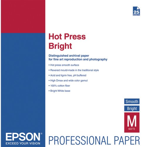 0807320401889 - EPSON 17 X 22 HOT PRESS BRIGHT SMOOTH MATTE PAPER (25 SHEETS)