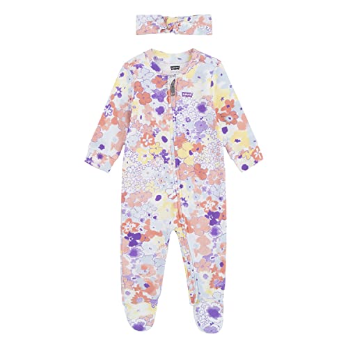 0807421861131 - LEVIS UNISEX-BABY LONG SLEEVE FOOTED COVERALL, FLORAL BLOOMS, 9M