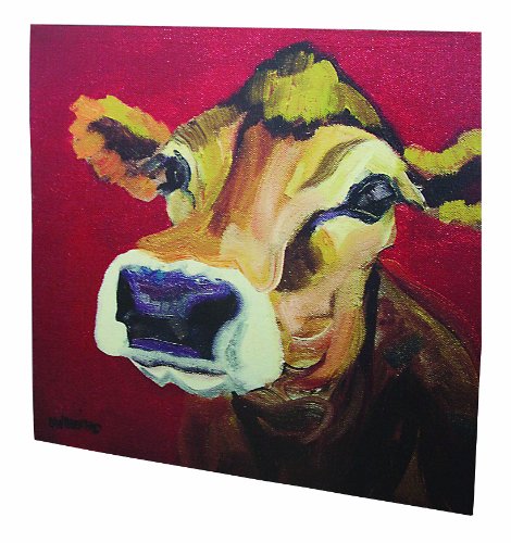 0807472646220 - CREATIVE CO-OP CASUAL COUNTRY CANVAS ART WITH COW