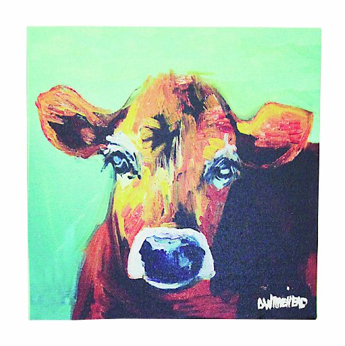 0807472646282 - CREATIVE CO-OP CASUAL COUNTRY CANVAS ART WITH COW, 12-INCH SQUARE