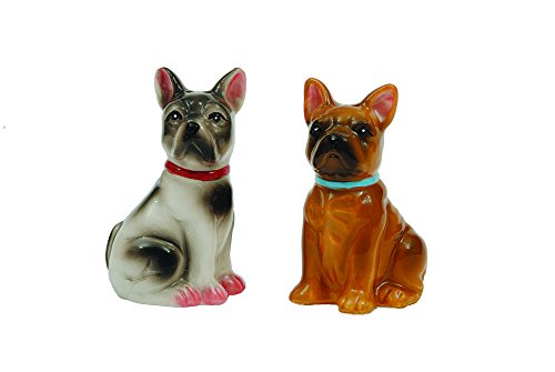 0807472767840 - CREATIVE CO-OP CERAMIC FRENCH BULLDOGS SALT AND PEPPER SHAKERS SET, MULTICOLOR