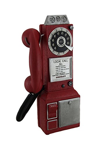 0807998775770 - RED RETRO ROTARY DIAL PAY PHONE COIN BANK